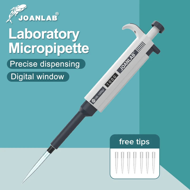 JOANLAB Micropipette Laboratory Automatic Pipette Digital Adjustable Plastic Pipette Chemistry Lab Equipment With Pipette Tips ALPENZO