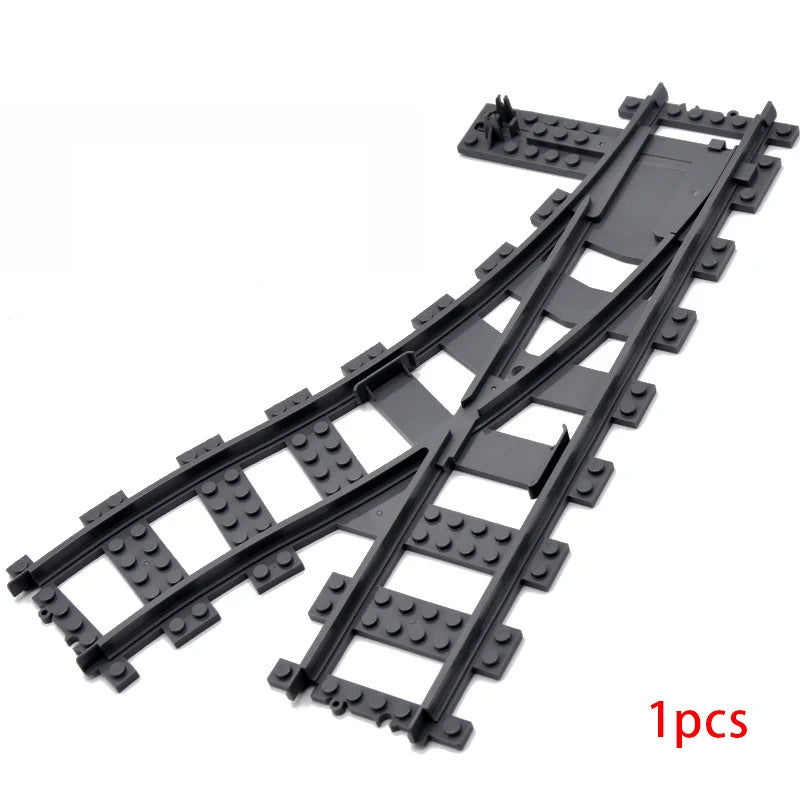 MOC City Train Rail Crossing Flexible Tracks Forked Straight Curved Rails Switch Building Block Bricks Creative DIY Toys ALPENZO