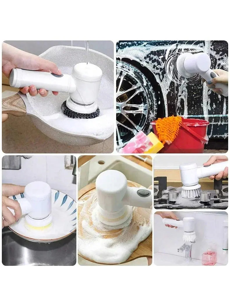 New Electric Spin Scrubber,Bathroom Cleaning Brush Power Scrubber with 5 Replaceable Brush Heads, 5 in 1 Electric Cleaning Brush - ALPENZO
