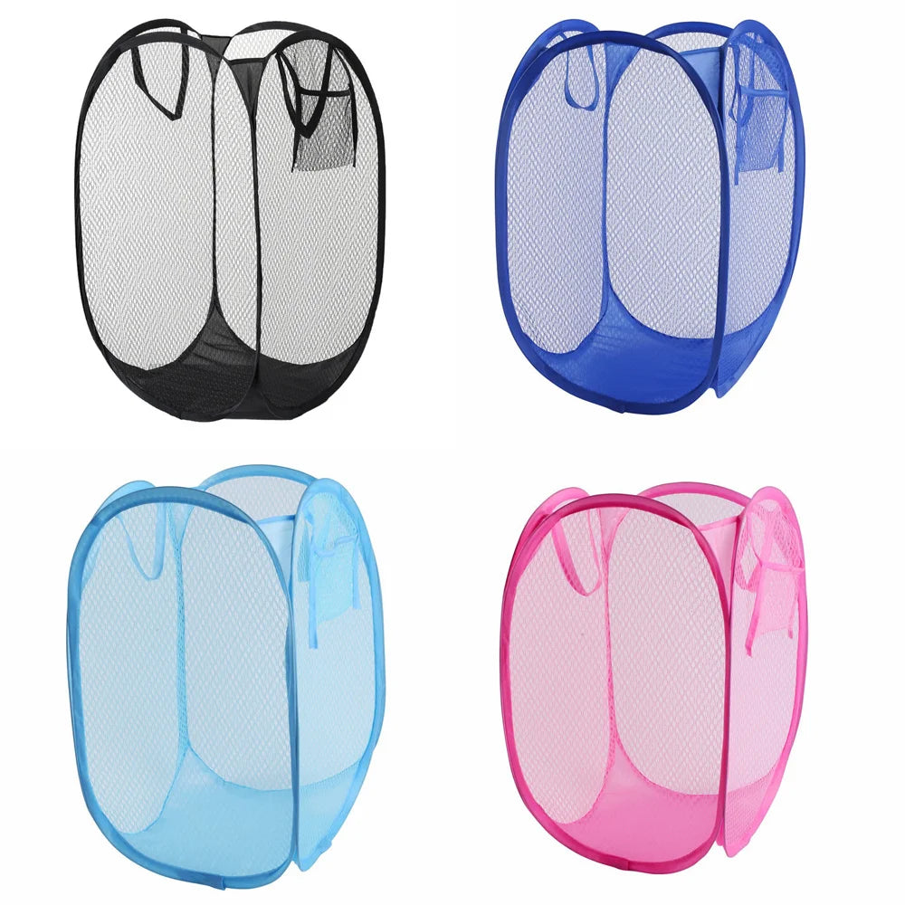 Folding Dirty Laundry Sorting Basket Washing Frame Bathroom Cloth Mesh Storage Bag Frame Bucket Laundry Organizers Storage Pouch - ALPENZO