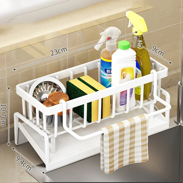 Kitchen Shelf Rag Storage Drainage Shelf No-Punch Storage Rack Home Spice Rack Sink Tap Sink Drainage Rack Kitchen Accessories - ALPENZO