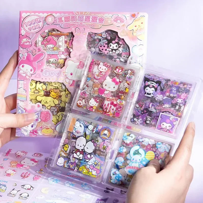 Non-Repeating 100-Piece Sticker Set Cinnamoroll Kuromi Waterproof Stationery Sticker Gift Box Birthday Gift ALPENZO