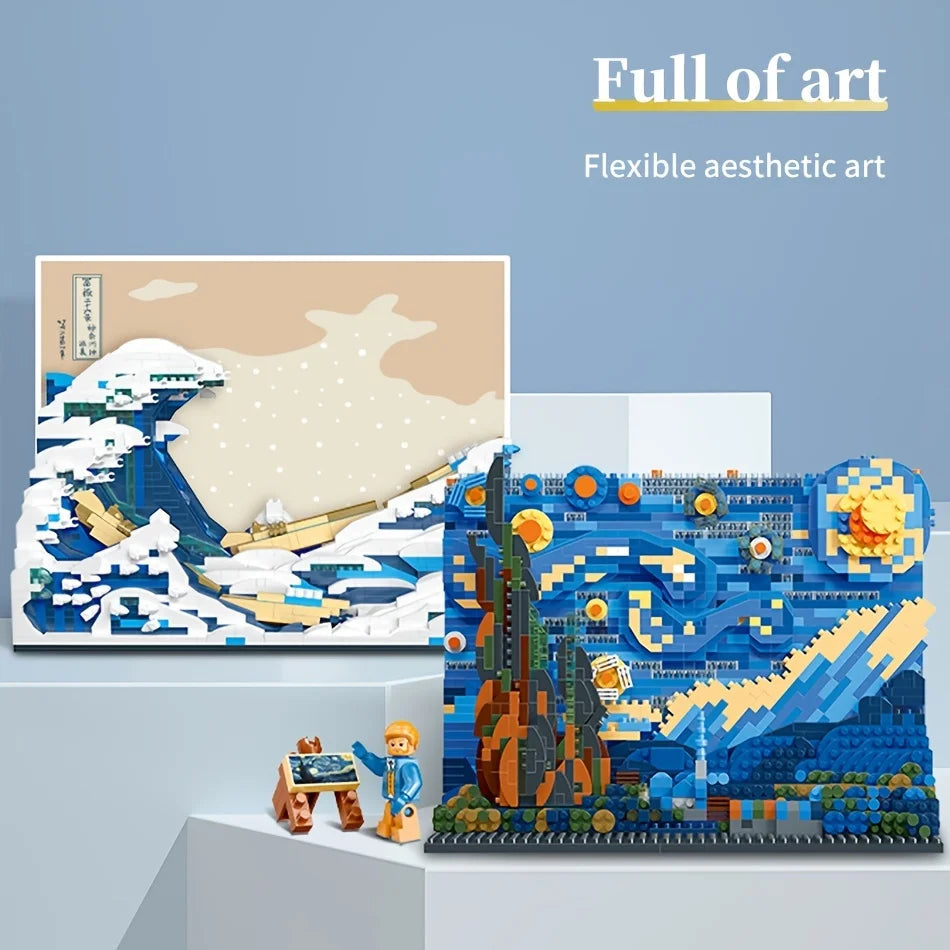 Pantasy Kanagawa Surfing Puzzle Ukiyo-E Building Block Decoration Creative Assembling Toy World Famous Painting Gift ALPENZO