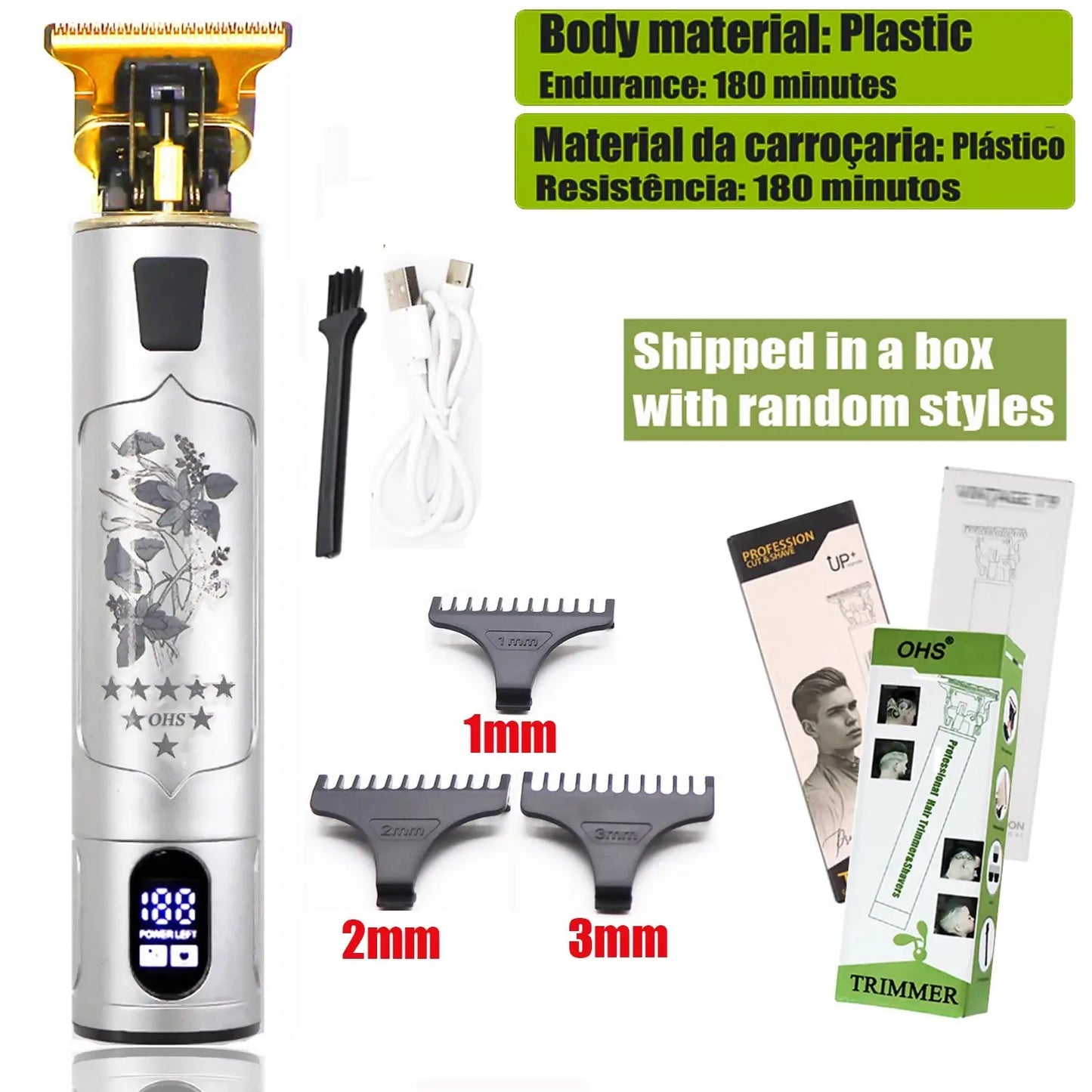 OHS Electric Hair Clipper Professional USB Cordless Clipper Professional Beard Trimmer Haircut Grooming Kit Hair Cutting Machine - ALPENZO