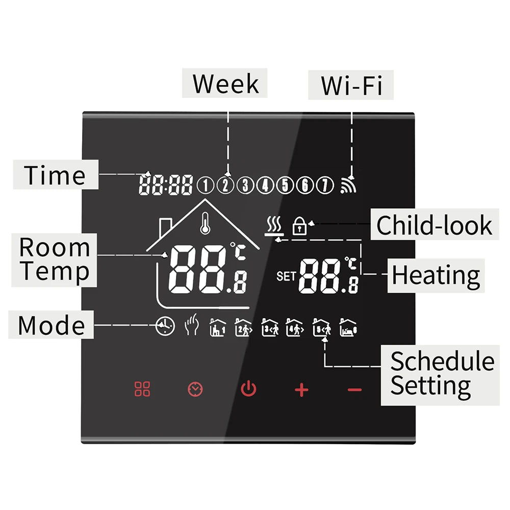 MINCO HEAT M4A Warm Floor Thermostat Tuya WiFi 3A 16A Electric/Gas Boiler/Water Heating Temperature Controller 1PC - ALPENZO