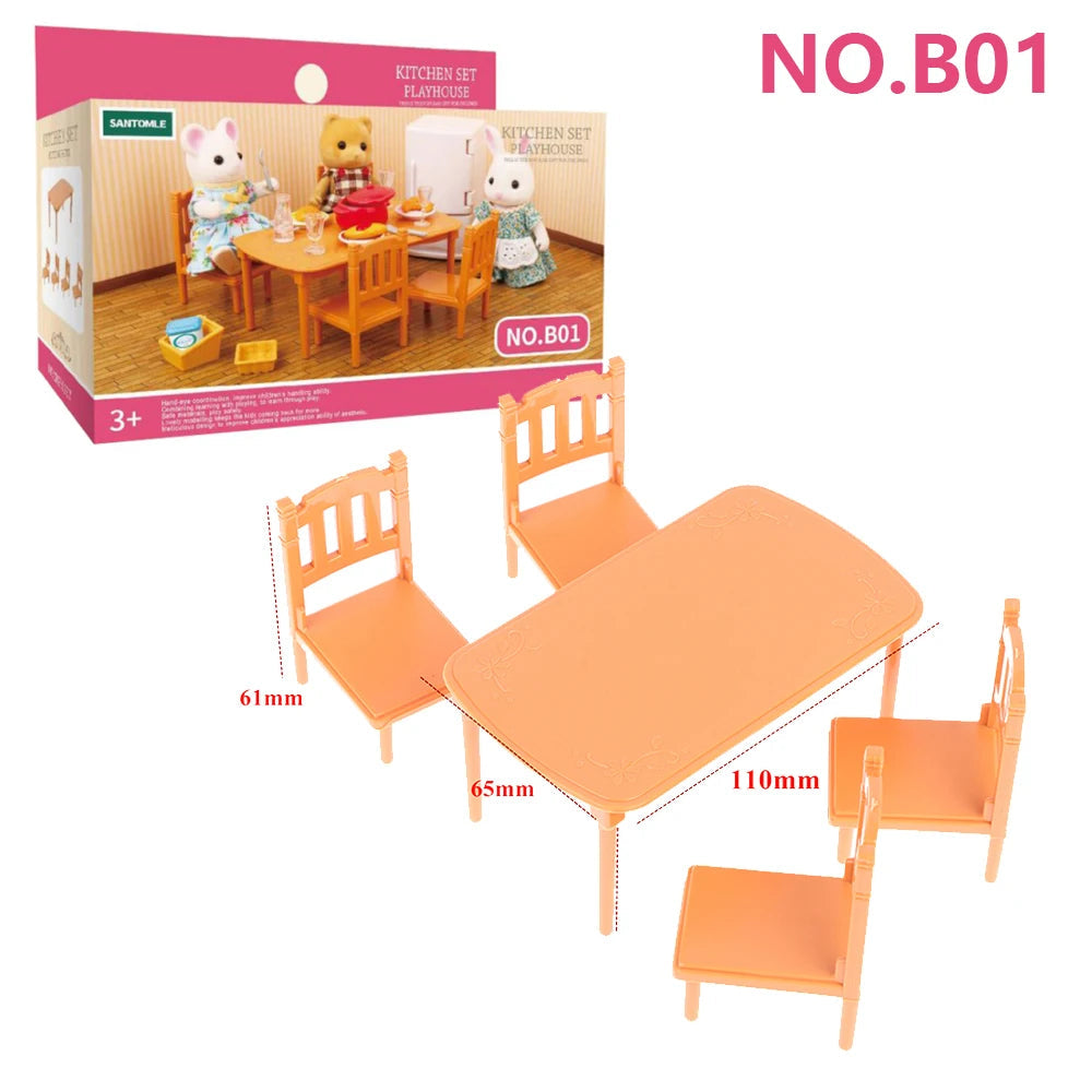 Forest Animal Family Dollhouse Furniture 1/12 Miniature Toys Girl Dolls Accessories Bedroom Bathroom Dollhouse Kit For Dolls ALPENZO