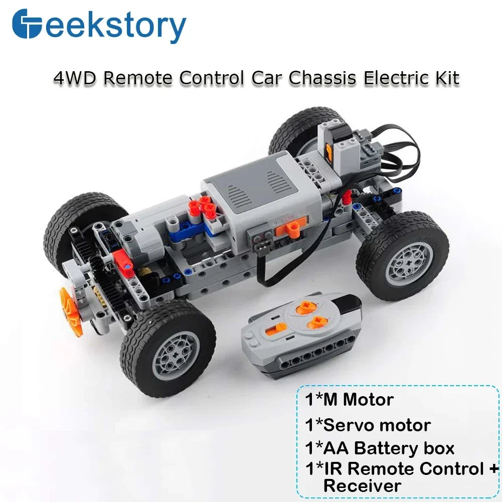 4WD RC Car Chassis Electric Set Four-Wheel Drive Technical Chassis Bricks IR Remote Reciever MOC Building Blocks for legoeds ALPENZO