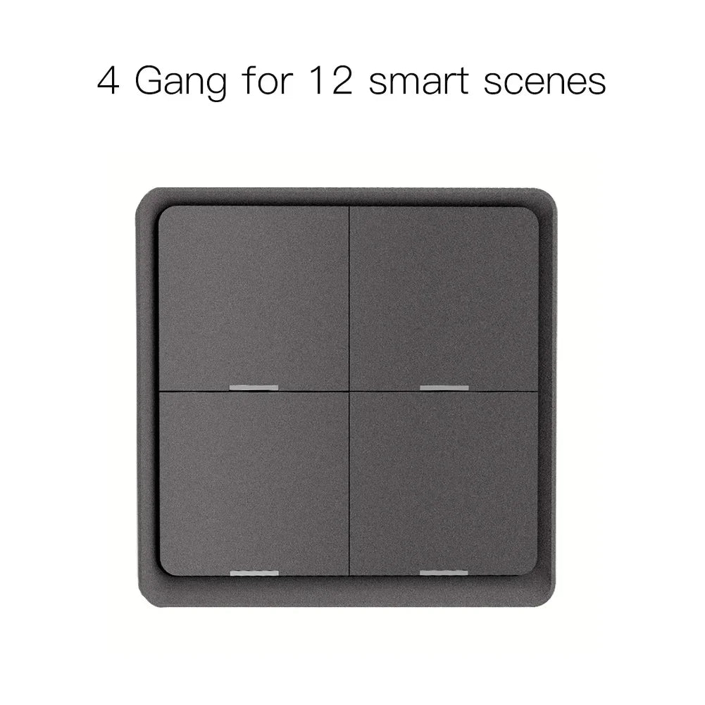MOES 4 Gang Tuya ZigBee Wireless 12 Scene Switch Push Button Controller Battery Powered Automation Scenario for Tuya Devices - ALPENZO