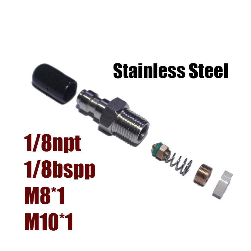 HPA Air Quick Disconnect Male Female Adaptor 8mm Fill Nipple High Pressure 1/8NPT 1/8BSP M10*1 M8*1 Stainless Steel