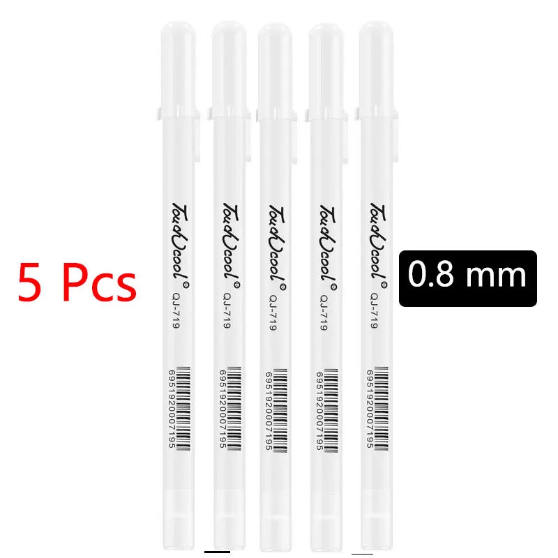 White Marker Pens set 2.0mm Oily Waterproof White Gel Pen DIY Graffiti Sketching Marker Stationery Writing School Supplies brush ALPENZO