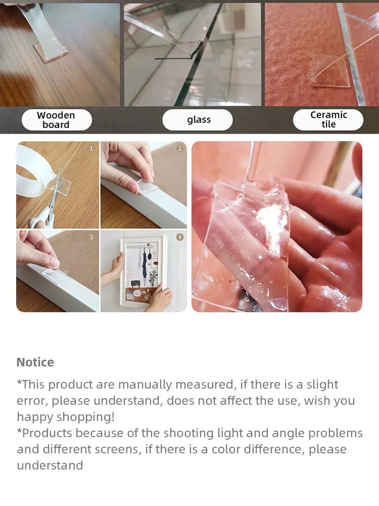 Nano Double Sided Tape Transparent Waterproof Strong Tape Reusable Nano Tape Kitchen Bathroom Home Decoration - ALPENZO