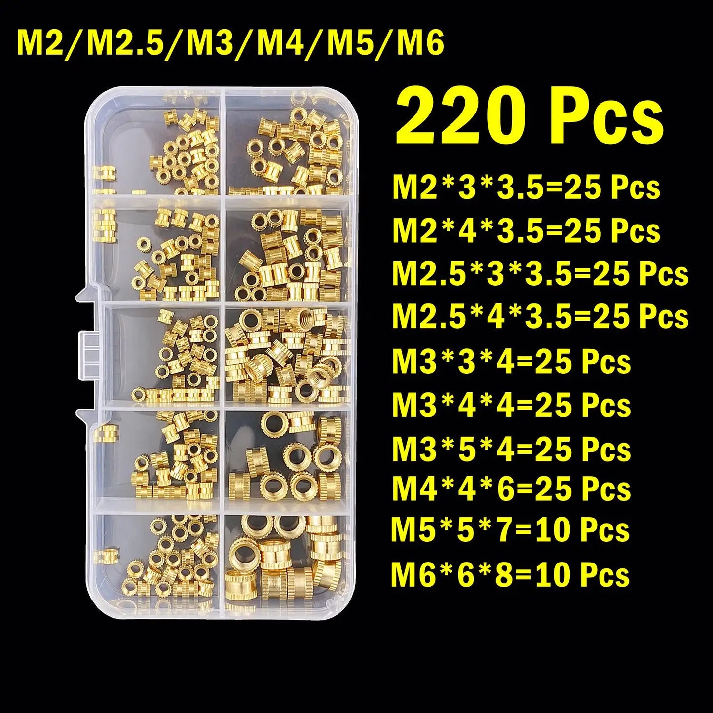 M2 M2.5 M3 M4 M5 M6 Brass Heat Insert Nut Hot Melt Nutinsert Thread Knurled Double Twill Embedment Nuts 3D Printer Accessories - ALPENZO