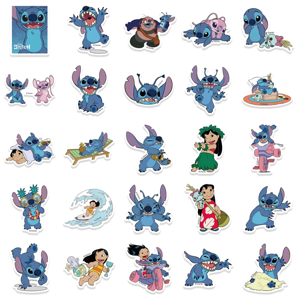 51PCS Cute Cartoon Lilo & Stitch Stickers DIY Diary Laptop Luggage Skateboard Graffiti Decals Fun Classic Toy ALPENZO