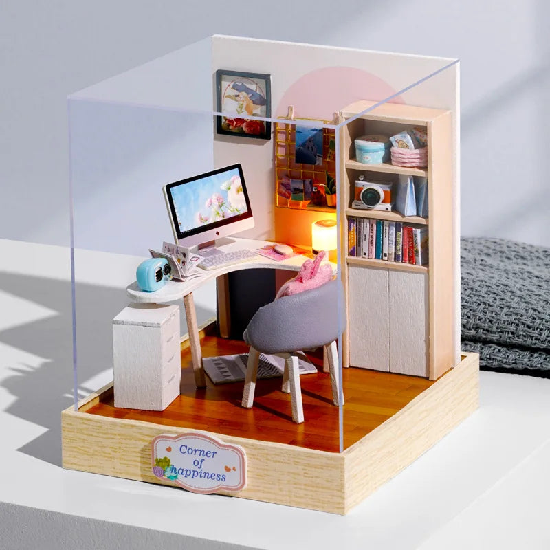 Magic Wooden Doll House Mini Kit DIY Handmade Assembly Model Building Room Bedroom Decoration 3D Puzzle Girl Toy Birthday Gifts ALPENZO