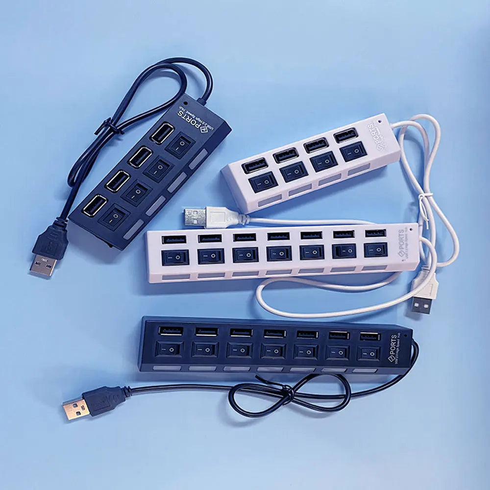 USB Hub Splitter With Individual Switch USB 4/7 Port Splitter Individual Switch USB Adapter Hub Multi-Port Socket Powered ON/OFF - ALPENZO