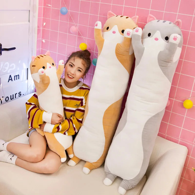 50-70cm Long Cat Plush Toys Cute Animal Cat Creative Long Soft Toys Office Break Nap Sleeping Pillow Stuffed Gift Doll For Kids ALPENZO