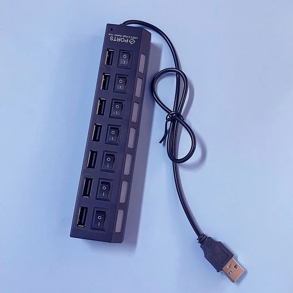 USB Hub Splitter With Individual Switch USB 4/7 Port Splitter Individual Switch USB Adapter Hub Multi-Port Socket Powered ON/OFF - ALPENZO
