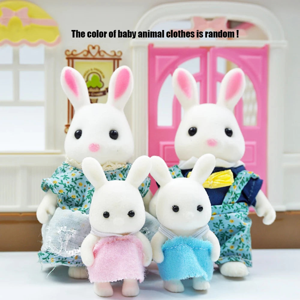 Rabbit Doll 1/12 Micro Dollhouse Reindeer Sheep Elephant Squirrel Family Kitchen Toy Miniature Furniture Set Girl Toy Gift ALPENZO