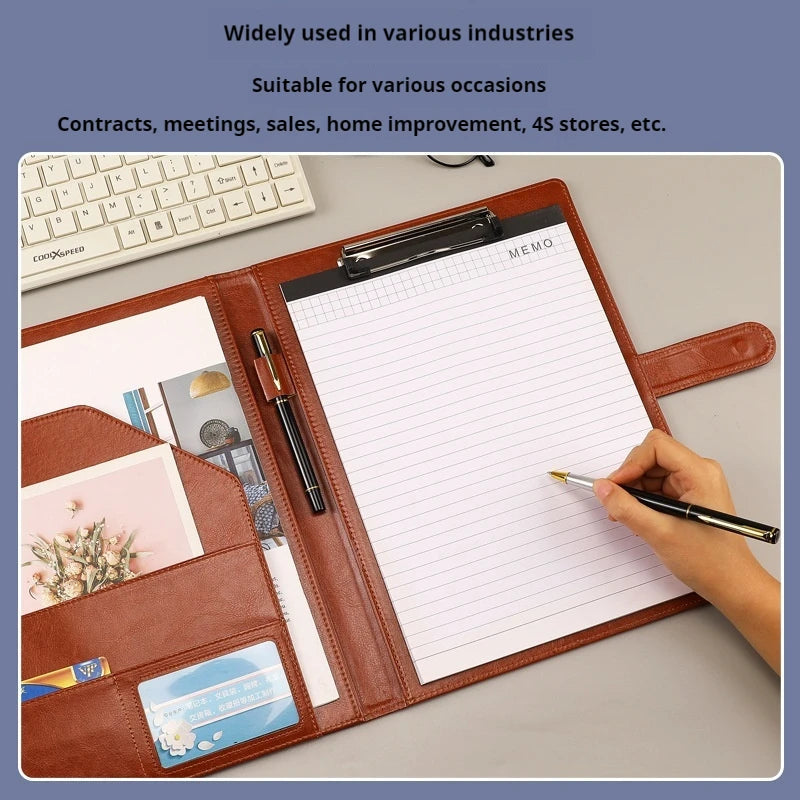 Multifunctional A4 Conference Folder Business Stationery Folder Leather Contract File Folders ALPENZO