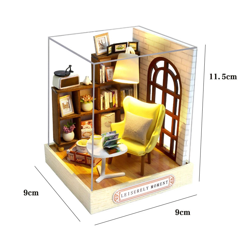 Wooden Miniature Doll House DIY Small House Kit 3D Puzzle Assemble Building Model Home Bedroom Decoration With Furniture Gifts ALPENZO