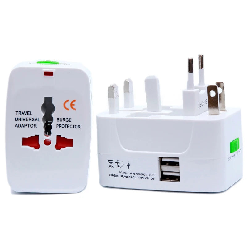 Power Plug, Global International All-in-One Travel Adapter Dual USB Charging Port For US EU UK Australia Universal Wall AC - ALPENZO