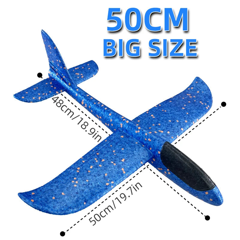 50CM Big Foam Plane Glider Hand Throw Airplane Light Inertial EPP Bubble Planes Outdoor Launch Kids Toys for Children Boys Gift ALPENZO