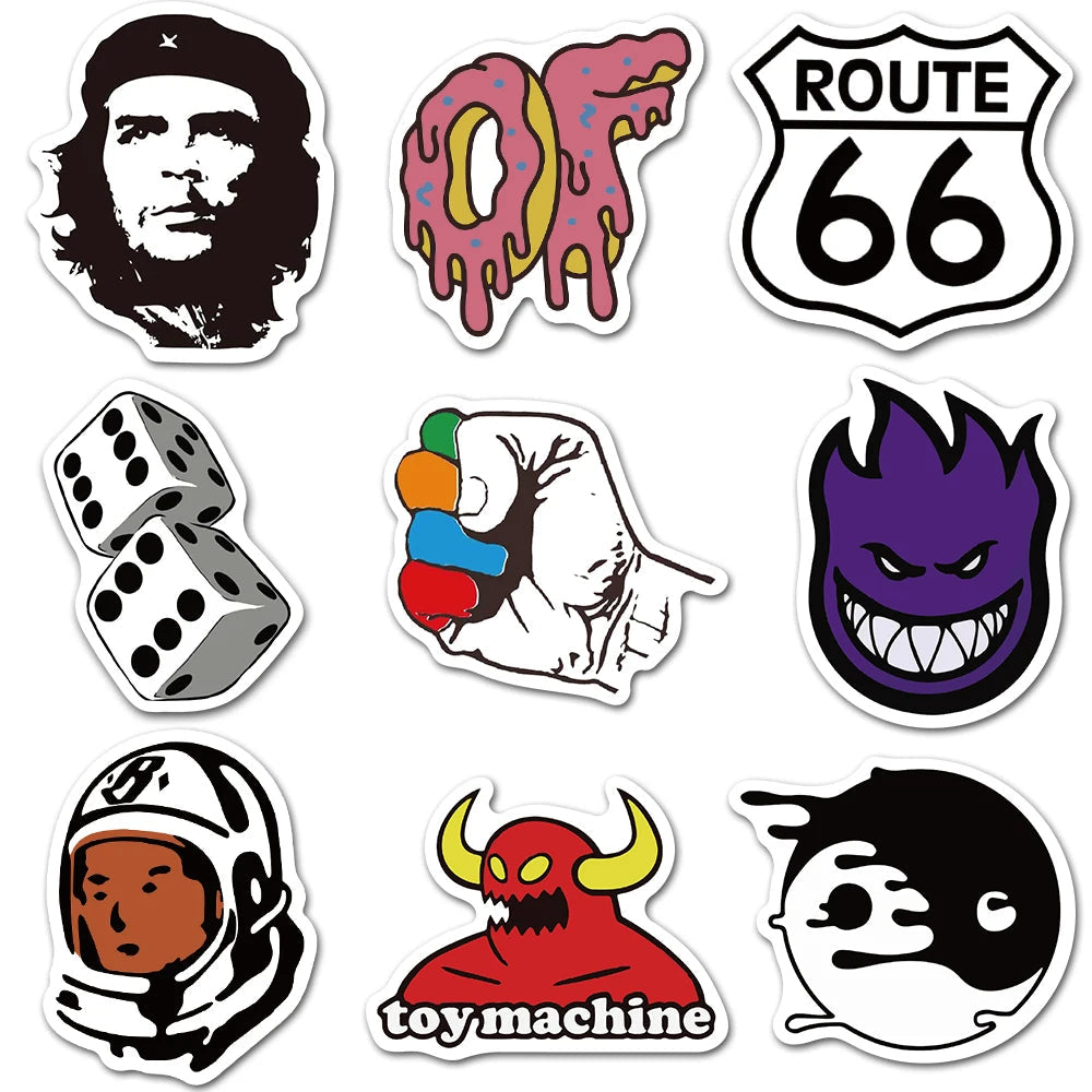 10/30/50/100Pcs Cool Fashion Brand Logo Stickers DIY Skateboard Laptop Luggage Bike Motorcycle Phone Car Cool Sticker Decal Toys ALPENZO