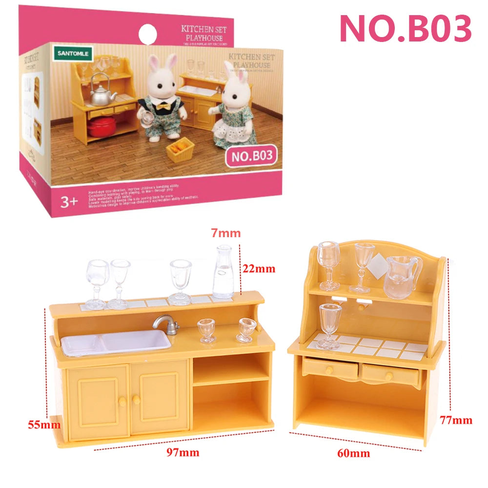 Forest Animal Family Dollhouse Furniture 1/12 Miniature Toys Girl Dolls Accessories Bedroom Bathroom Dollhouse Kit For Dolls ALPENZO