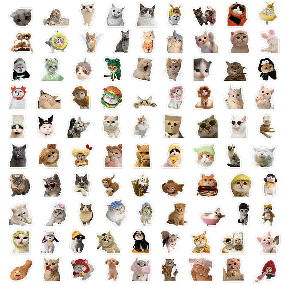 10/50/100pcs Funny Cat Stickers Cartoon Cute Decals Toy Stationery Guitar Phone Bicycle Laptop Luggage Car Graffiti Kids Sticker ALPENZO