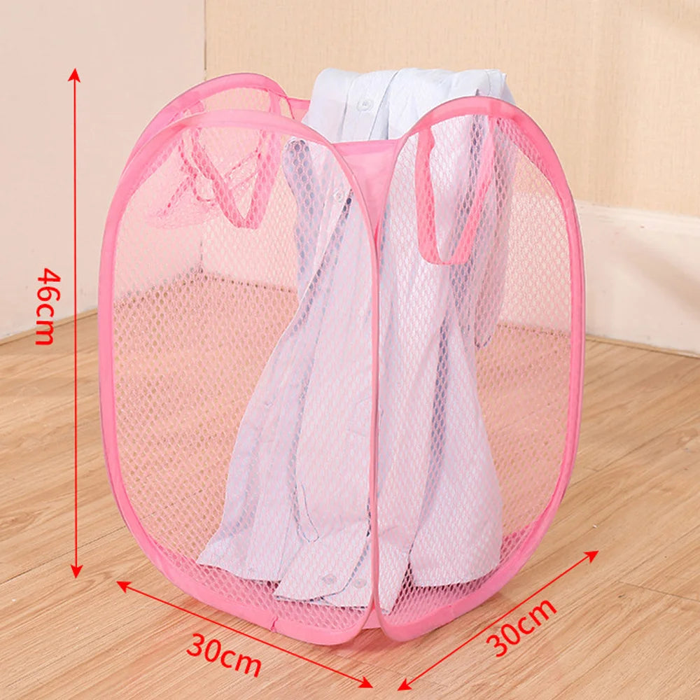 Folding Dirty Laundry Sorting Basket Washing Frame Bathroom Cloth Mesh Storage Bag Frame Bucket Laundry Organizers Storage Pouch - ALPENZO