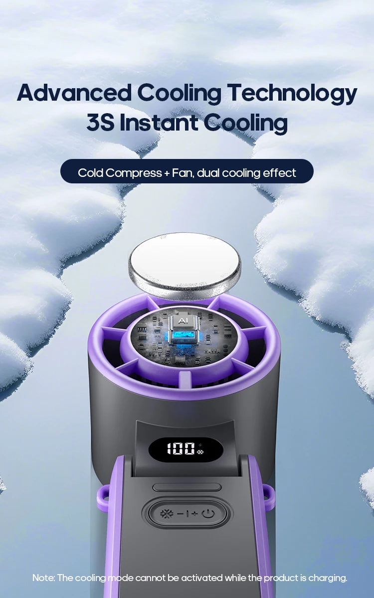 KINSCOTER Outdoor Foldable Portable Handheld Fan Mini Cooling Rechargeable 3600mAh 100-level Free Control High Speed Turbo Fan ALPENZO