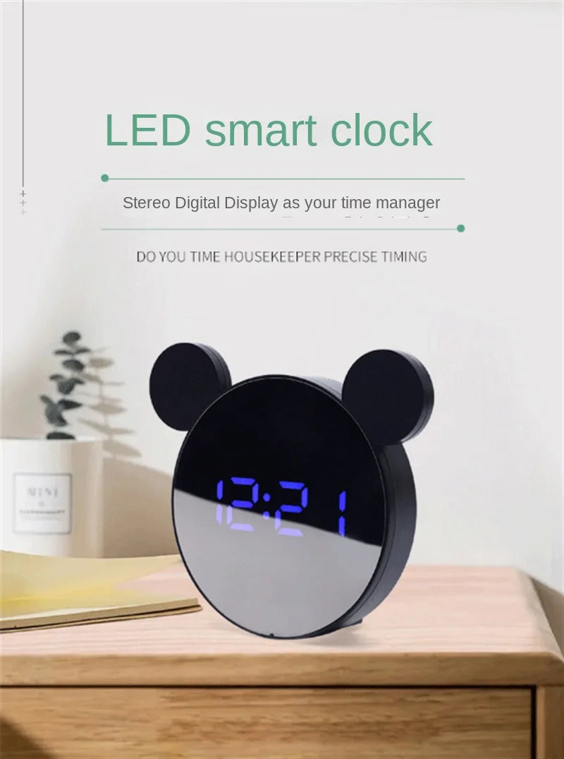 1 Set Mini Mouse Electronic Gift Clock Bedside Decoration Shipped with USB Charging Cable Snooze Digital Alarm Clock LED Clock ALPENZO