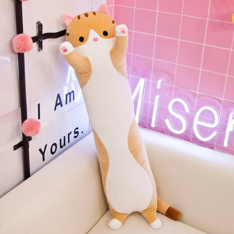 50/70cm Cute Soft Long Cat Plush Toys Stuffed Pause Office Nap Pillow Bed Sleep Home Decor Gift Doll for Kids Girl ALPENZO