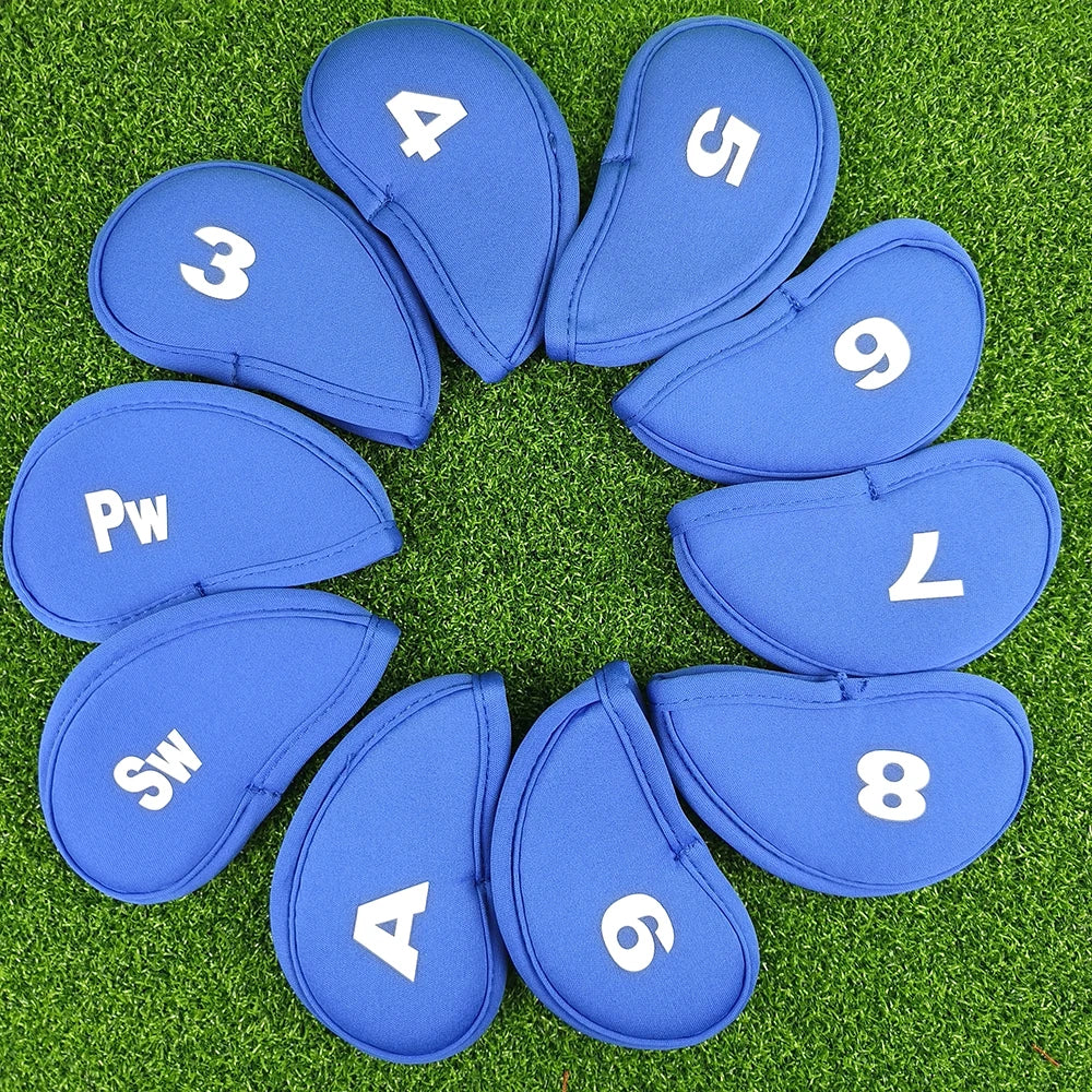 10Pcs/set Golf Iron Head Covers Iron Golf Club Protective Black/Red/Blue Golf Club Iron Head Protector Golf Accessories