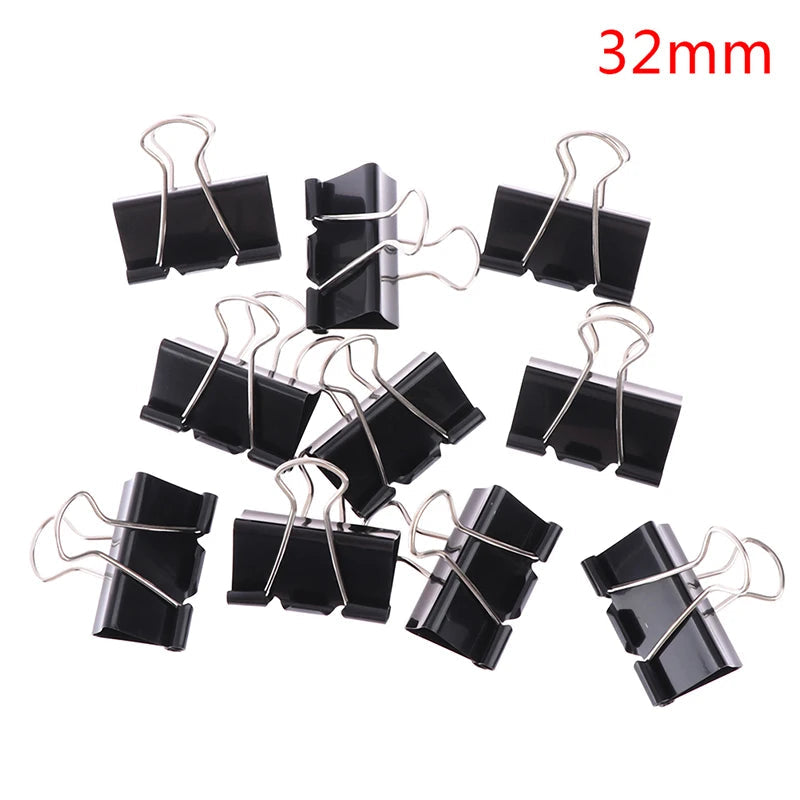 10pcs/lot Black Metal Binder Clips 19mm/ 25mm/ 32mm Notes Letter Paper Clip Office Supplies Binding Securing ALPENZO