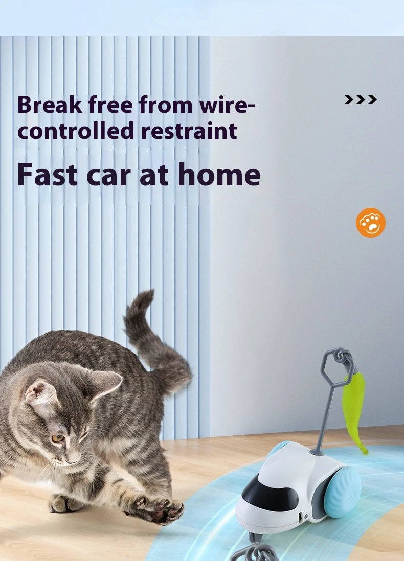 Smart Interactive Cat Toy Car Auto-Running Pet Vehicle with Obstacle Detection Durable for Indoor Cats Play - ALPENZO