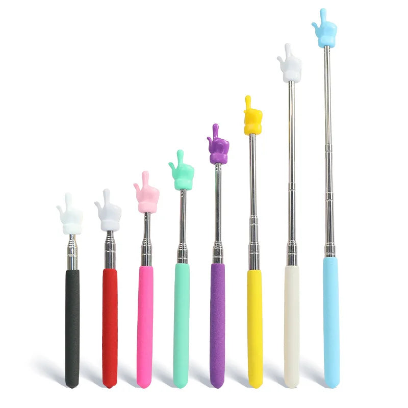 Retractable Teacher Pointer Finger Design StainlessSteel Telescopic School Teaching Pointer Stick Teacher Supplies for Classroom ALPENZO