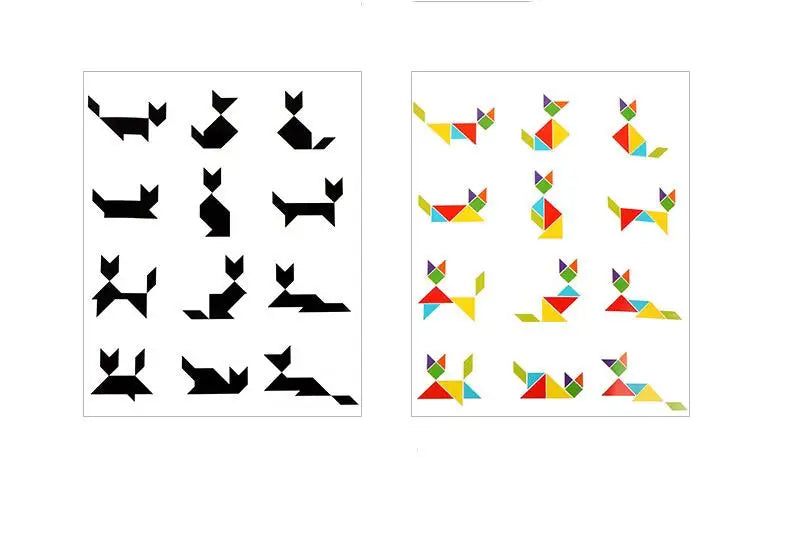 Wooden Jigsaw Magnetic Tangram Puzzle Book Educational Toys For Children Baby Kid Portable Montessori Learning Intelligence ALPENZO