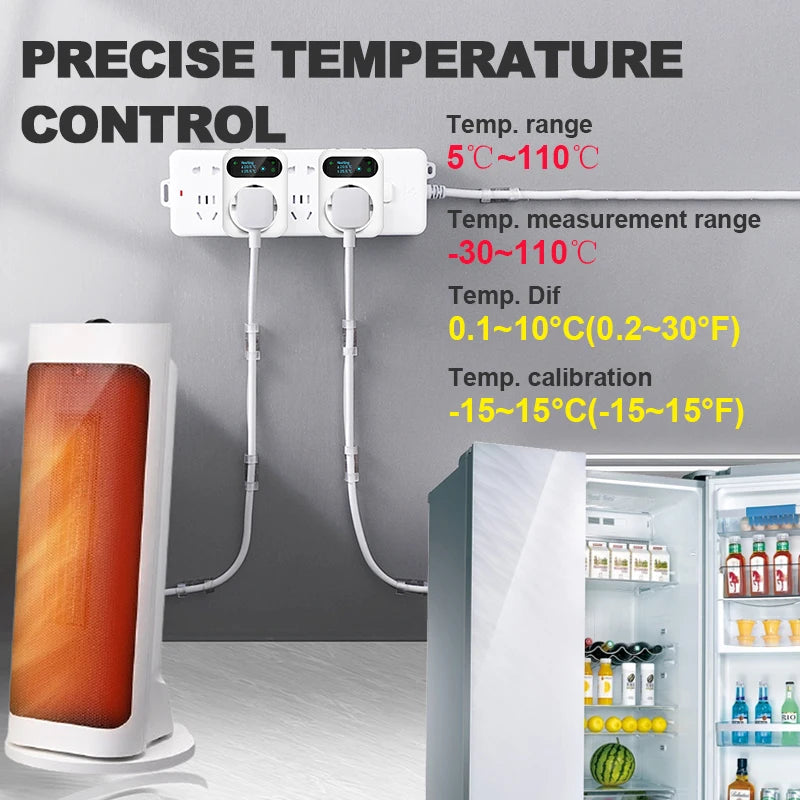 Tuya WIFI Digital Thermostat Socket 16A Outlet Plug Remote Temperature Controller Timer Switch Cooling Heating 3M NTC Sensor - ALPENZO