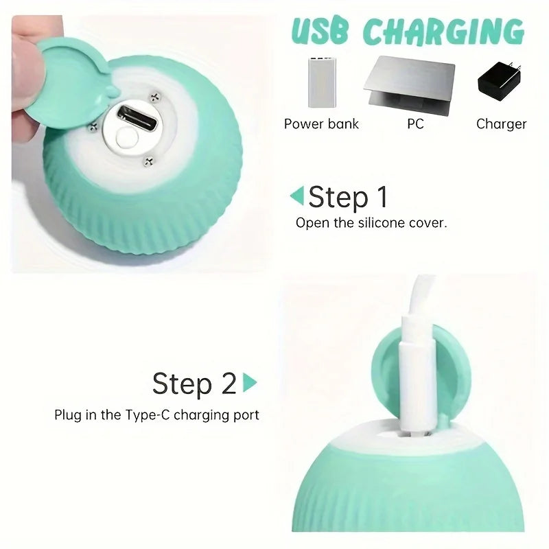 Power Ball Cat Toy, Interactive Cat Smart Ball Toy, Automatic Power Rolling Ball, Indoor Smart Pet Toy Ball with USB Charging - ALPENZO