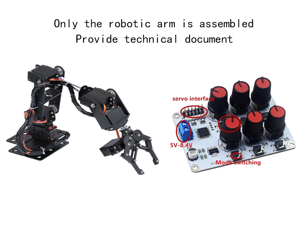 360 Degrees 6 DOF Robot Metal Alloy Mechanical Arm Claw Kit MG996R for Arduino Robotics Kit Educational Ps2 Programmable Toys ALPENZO