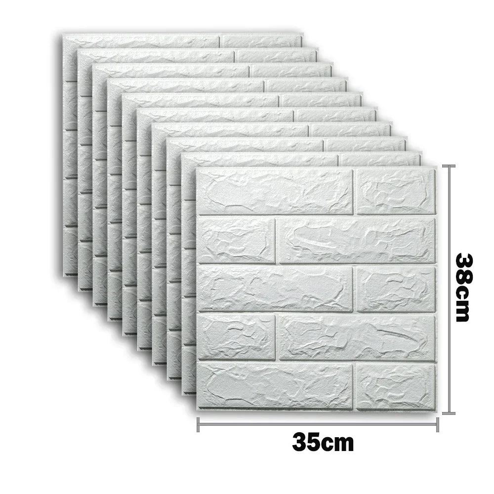 10pcs Self Adhesive Decor 3D Foam Wall Stickers Pane Room Waterproof peel and stick Brick Wallpaper for Interior Decoration - ALPENZO
