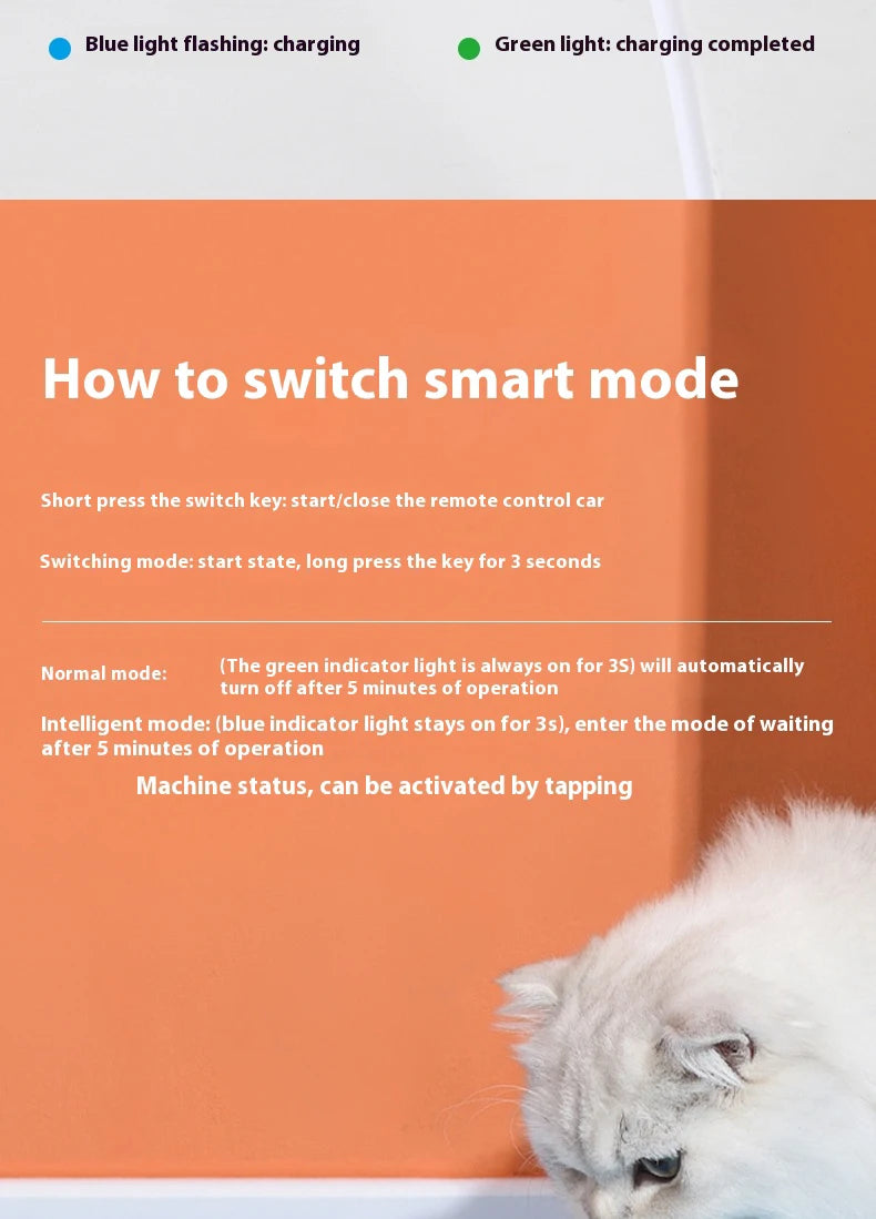 Smart Interactive Cat Toy Car Auto-Running Pet Vehicle with Obstacle Detection Durable for Indoor Cats Play - ALPENZO