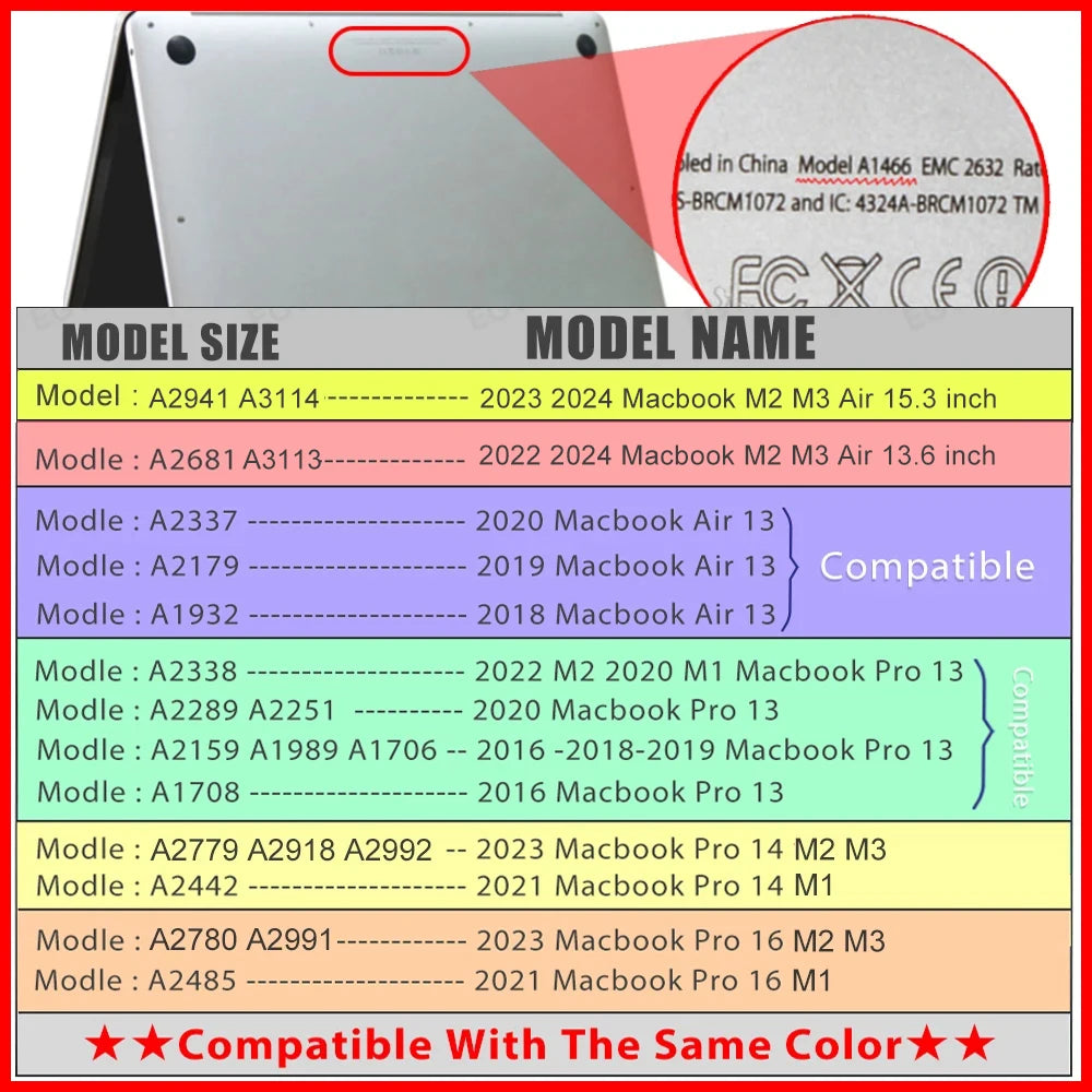 For Macbook Air 13 Case for Laptop accessories Macbook Air M1 M2 2023 Air 15 Funda Macbook Pro 14 case M3 2023 Pro 16 Cover - ALPENZO