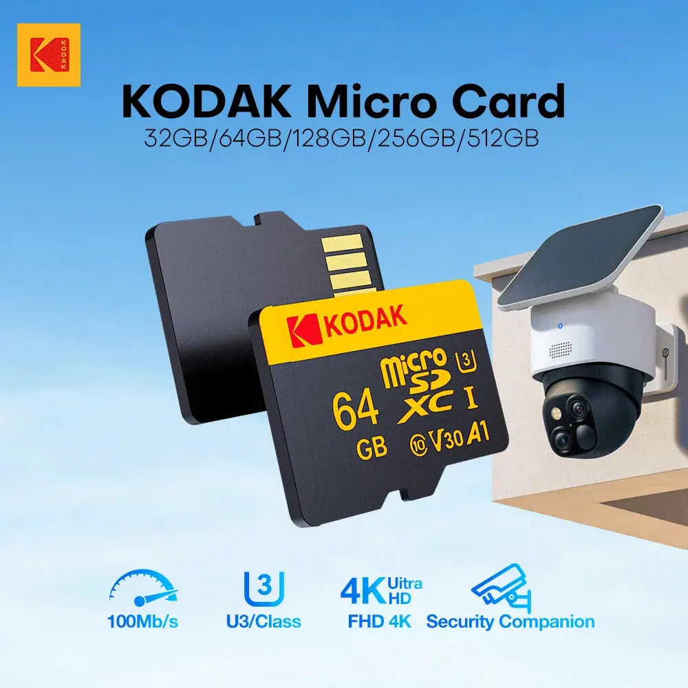 Kodak Micro SD Card Memory Card Class 10 32GB 64GB 128GB 256GB U3 4K High Speed Cartao De Memoria Flash Memory TF Mecard C10 - ALPENZO