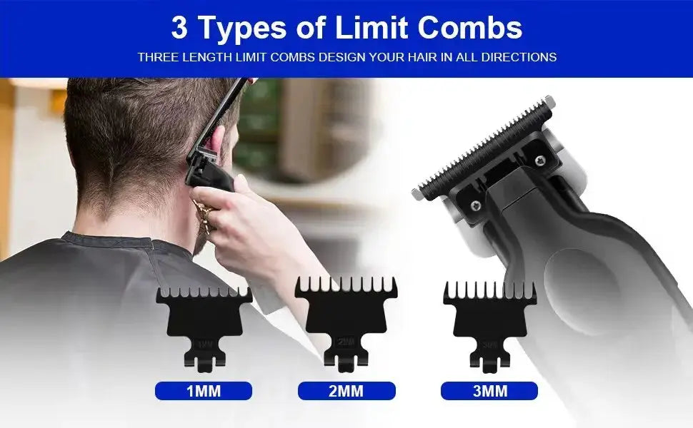Kemei Men's Cordless Hair Clipper USB Rechargeable Electric Hair Clipper Zero Gap Trimmer Electric Hair Cutting Machine KM-2299 - ALPENZO
