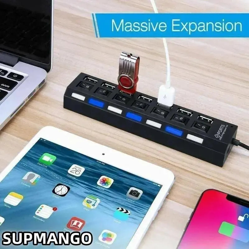 USB Hub Hub USB Adapter Multi Ports Use Power Adapter Extensor USB 2.0 PC Computer Accessories Switch USB For Laptop - ALPENZO