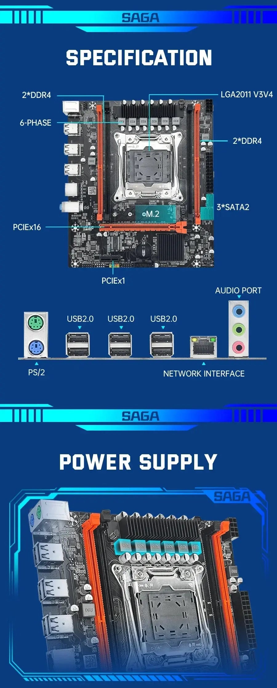 SOYO X99 Motherboard Set Kit With Intel LGA2011-3 Xeon E5 2680 V4 and DDR4 16GB (2*8GB) 2133MHz Dual Channel RAM M.2 NVME - ALPENZO