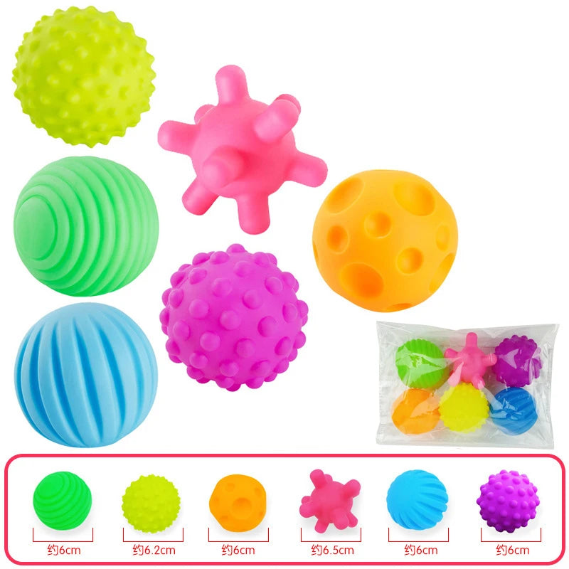 6Pcs Textured Multi Ball Set Develop Tactile Senses Toy Baby Touch Hand Ball Toys Training Ball Massage Soft Balls Kids Gifts ALPENZO