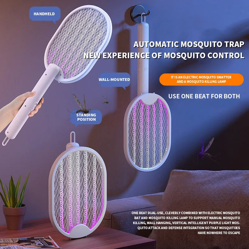 Clearance_Foldable Electric Mosquito Killer Fly Swatter Trap USB Rechargeable Mosquito Racket Insect Killer with UV Light Bug Za - ALPENZO